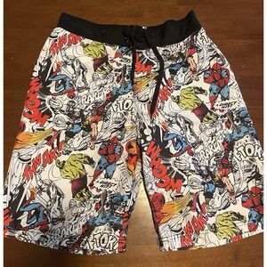 MARVEL Board Shorts Men's Swim Trunks Inner Mesh Lined Comic Print ~ Medium